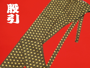 義若オリジナル股引　金彩麻の葉紋様（黒金）